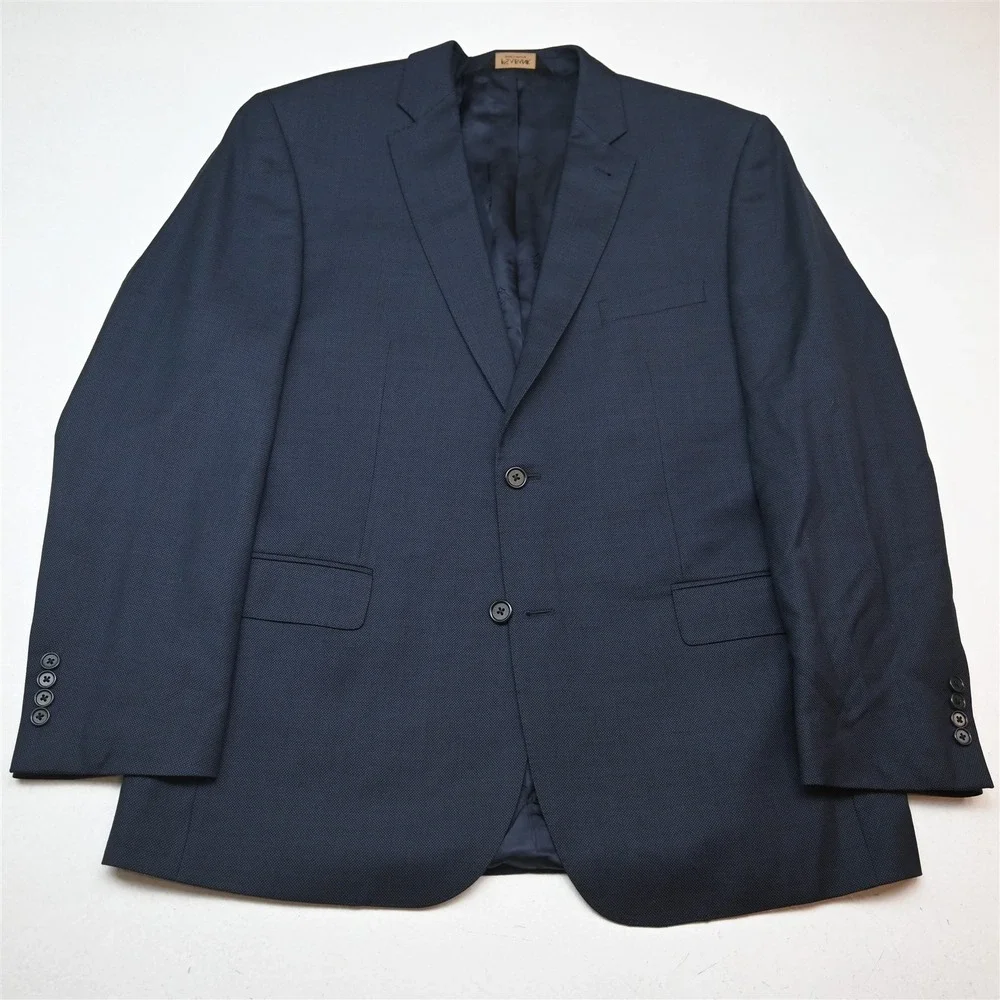 Jos A Bank 46L 38x34 Blue 100% Wool Birdseye Signature Gold Mens Suit